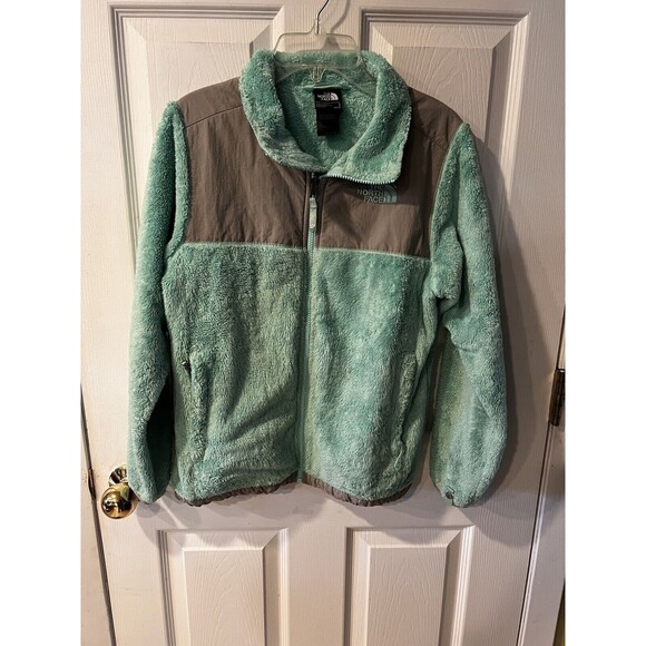 The North Face Denali Jacket Girls Size Large Green Polartec Solid Full Zip Warm - Picture 13 of 13